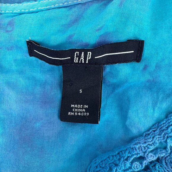 Gap Womens Cotton Silk Blend Blue Tie-Dye Sleeveless Empire Waist Dress Size S - Picture 7 of 11